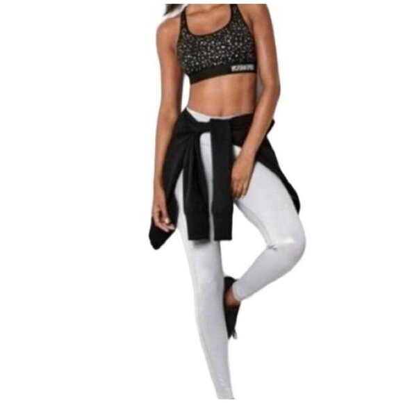 Victoria SportWomens Knockout Tight Leggings Silver Sparkle Size Small Petite